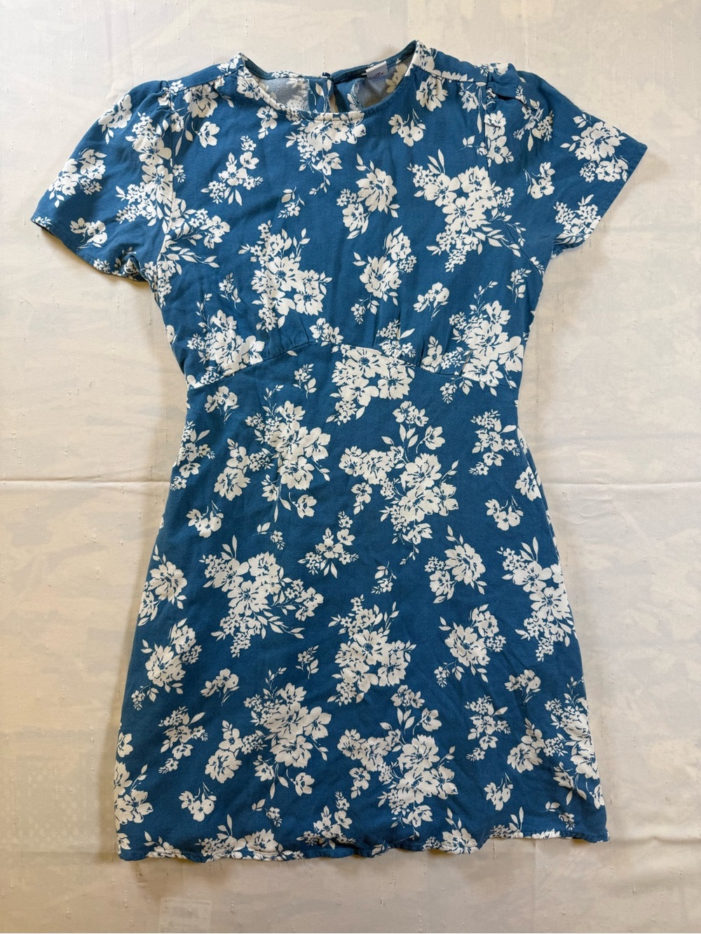 Old Navy Teal Blue Floral Short Sleeve Mini Dress with Side Pockets NWOT
